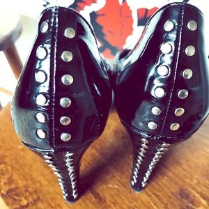 Size 10 high heel black patent and silver studs